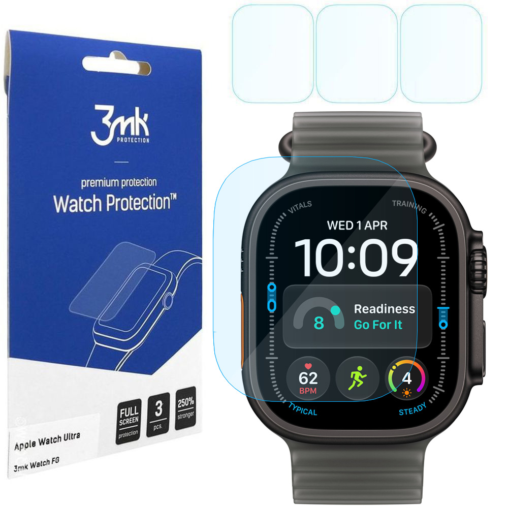 3x Szkło Hybrydowe 3mk Watch Protection do Apple Watch Ultra 4 49mm