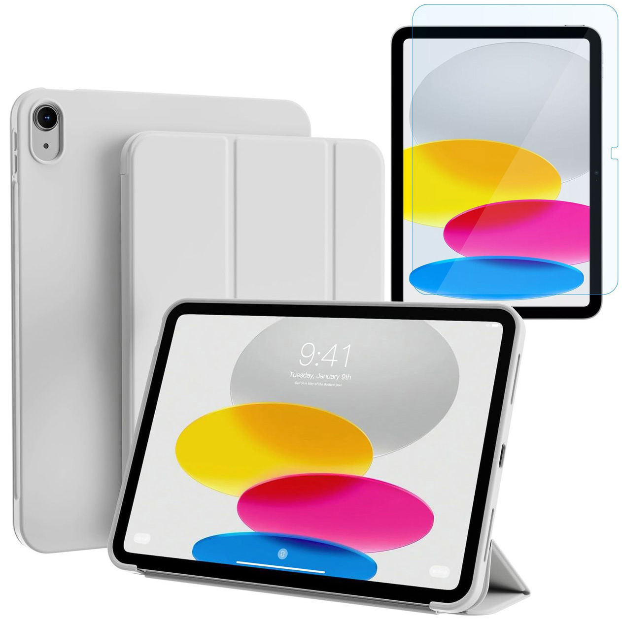 Zamykane Etui Smart Case | Szare + SZKŁO do Apple iPad 11 A16 2025 / 10 10.9 2022