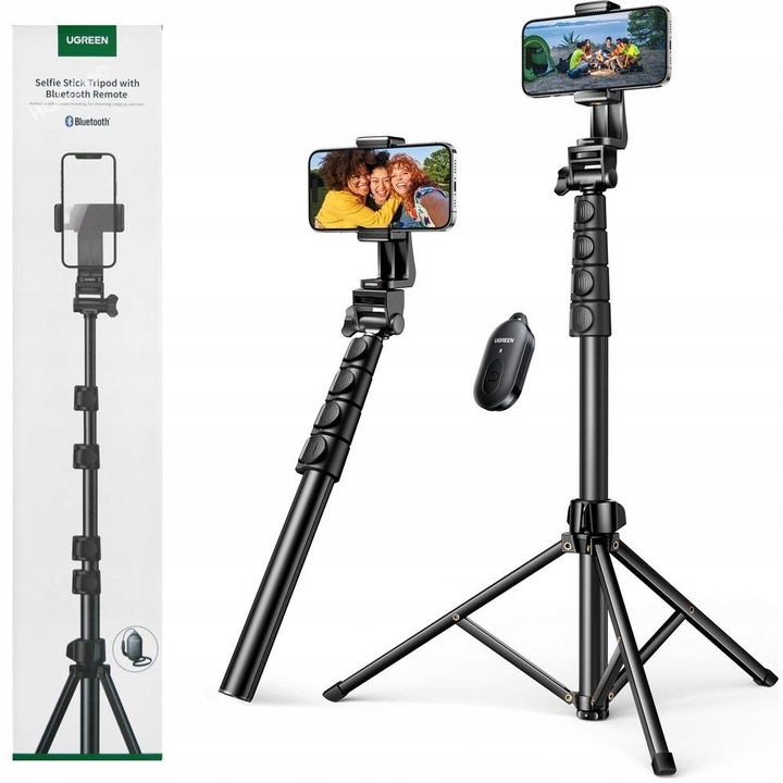 Ugreen | 2w1 Statyw Selfie Stick Długi Kijek + Pilot Bluetooth Tripod | 180cm 1.8m