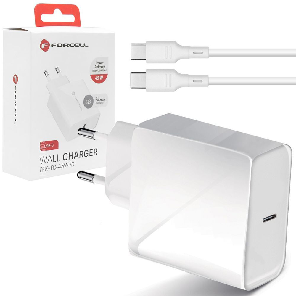 Forcell | Szybka Ładowarka Sieciowa USB-C PD QC 4.0 | 45W + Kabel USB-C