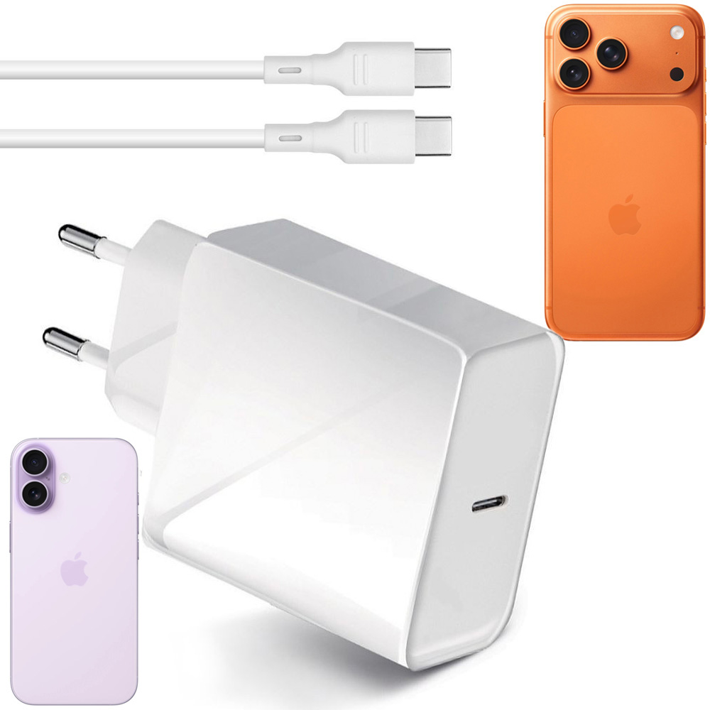 Forcell | Szybka Ładowarka Sieciowa USB-C PD QC 4.0 | 45W + Kabel USB-C do Apple iPhone 17 Pro / Max