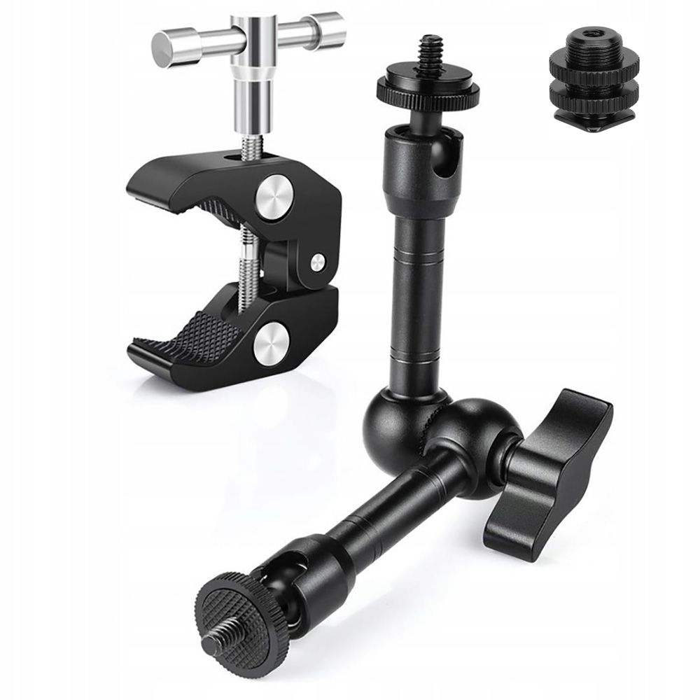 Crab Clamp + Magic Arm | Metalowy Zacisk Studyjny Uchwyt Uniwersalny | 1/4″ 3/8″ + Ramię Przegubowe