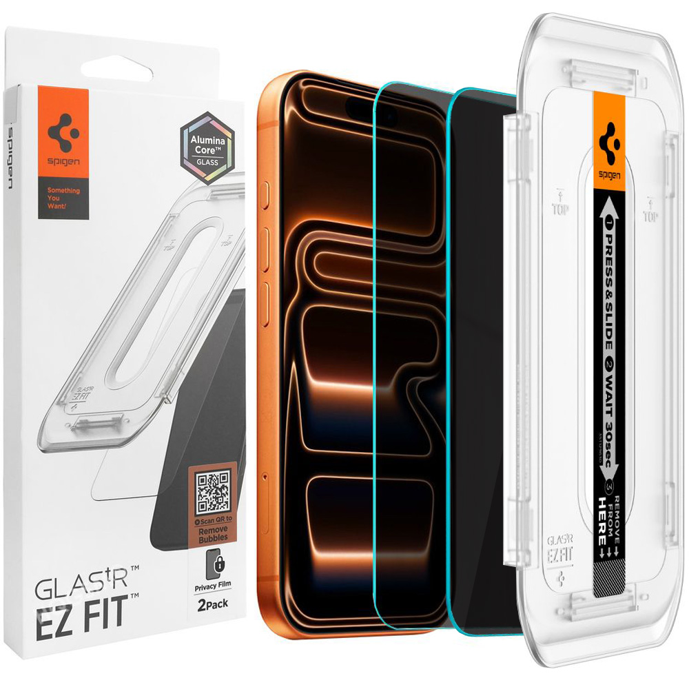 2x Szkło Prywatyzujące SPIGEN EZ Fit PRIVACY AluminaCore do Apple iPhone 17 Pro Max