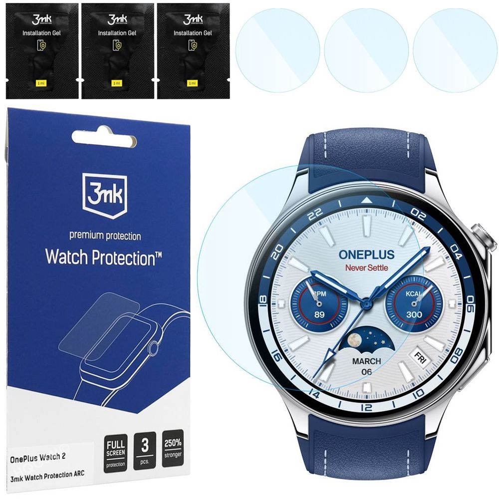 3x Folia Hydrożelowa 3mk Watch Protection do OnePlus Watch 2