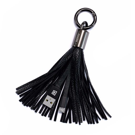 Oryginalny Kabel Brelok Remax Ring Skórzany USB &#8211; microUSB Black