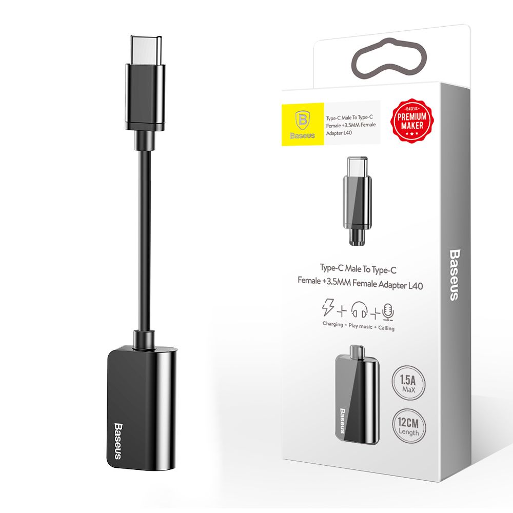 BASEUS L40 | Adapter Audio 2w1 | mini Jack 3.5mm + USB-C