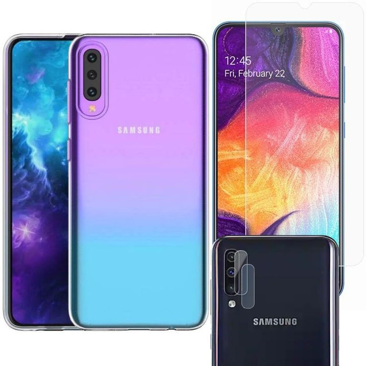Samsung Galaxy A50 / A30s | Cienkie Etui Air Case 0.5mm | Bezbarwne + SZKŁO + Aparat