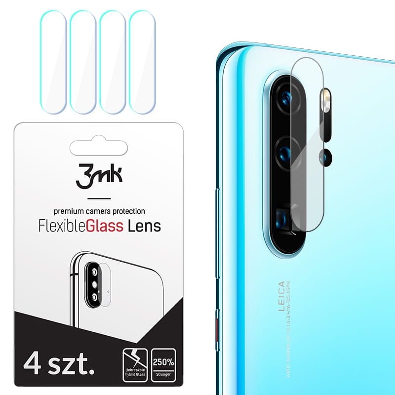 Huawei P30 Pro | Szkło Hybrydowe 3mk Flexible Glass na Obiektyw | 4szt