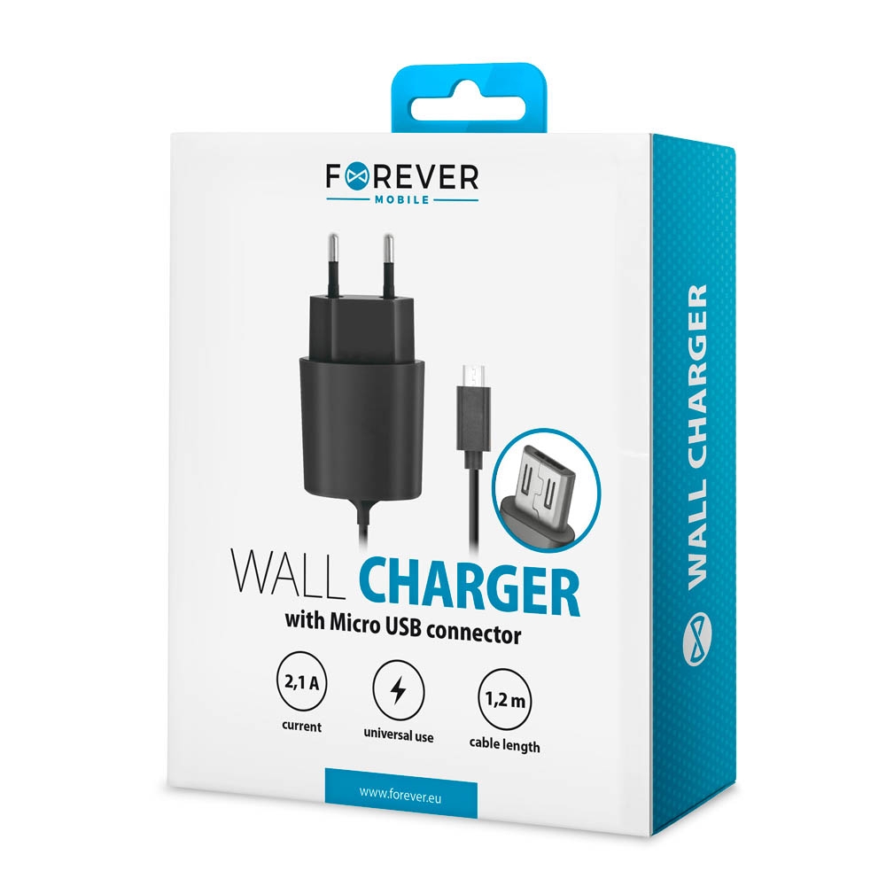 Forever | Ładowarka Sieciowa microUSB 2.1A 120cm
