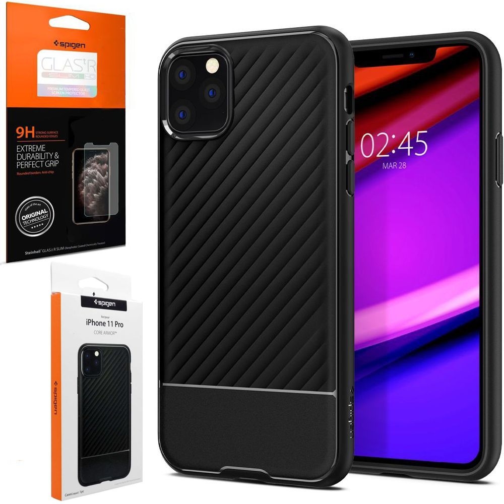 Apple iPhone 11 Pro | Etui SPIGEN Core Armor | Black + SZKŁO GLAS.tR