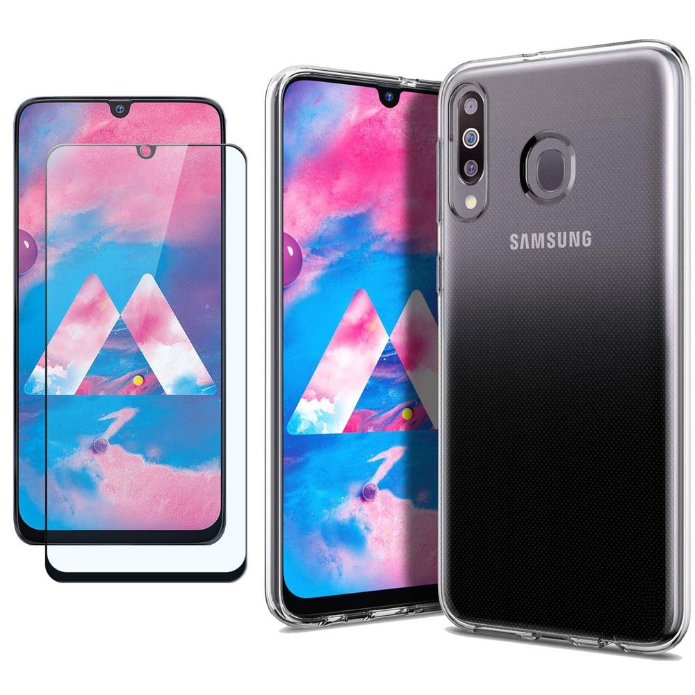 Samsung Galaxy M30 | Cienkie Etui Feather Case | Bezbarwne + SZKŁO 5D