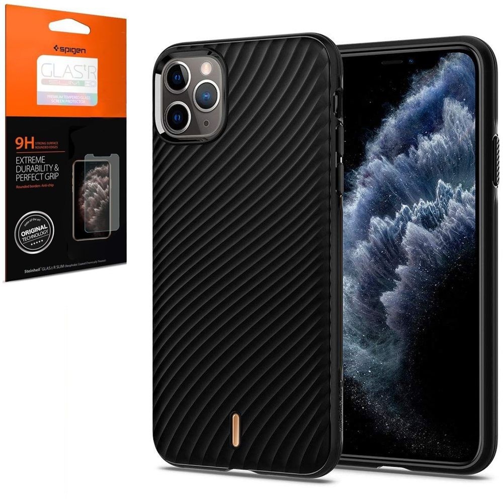 Apple iPhone 11 Pro | Etui SPIGEN Ciel Wave Shell | Black + SZKŁO GLAS.tR