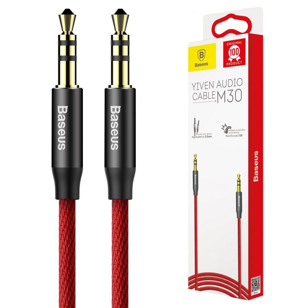 Baseus Yiven | Kabel Audio AUX Jack 3.5mm | Red
