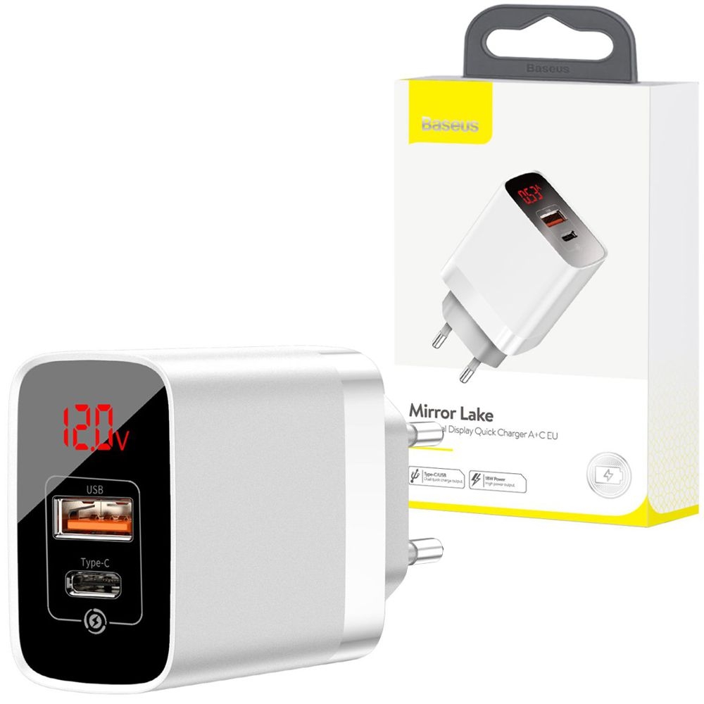 Baseus Mirror PPS | Ładowarka z Wyświetlaczem LED USB USB-C QC 3.0 PD 18W