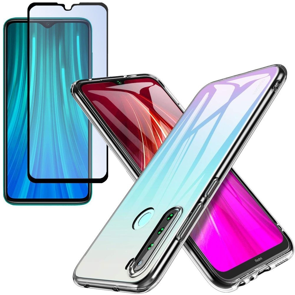 Xiaomi Redmi Note 8 | Cienkie Etui Feather Case | Bezbarwne + SZKŁO 5D