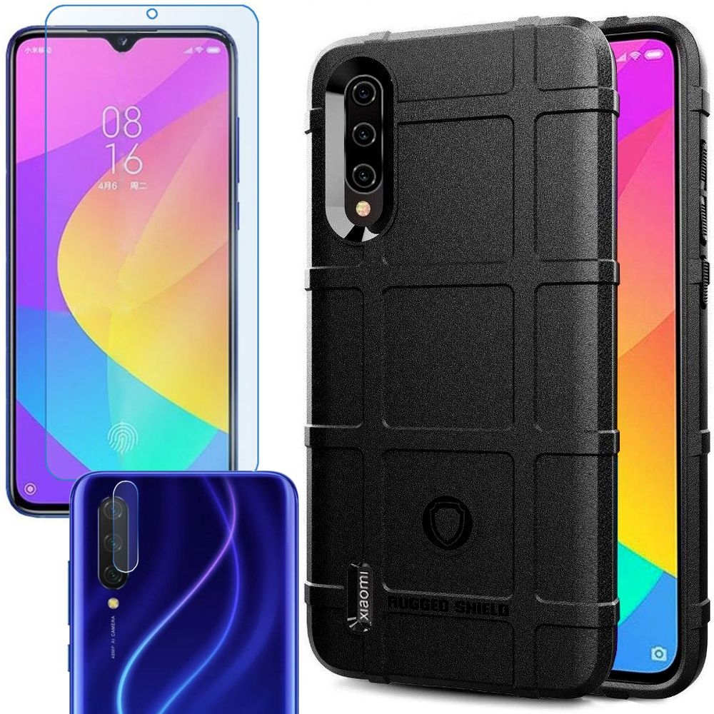 Xiaomi Mi 9 Lite | Mocne Etui Armor SHIELD | Black + SZKŁO + Aparat