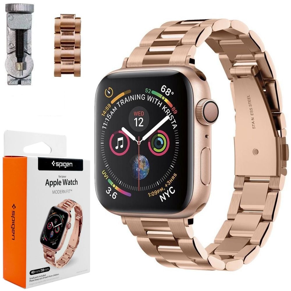 Apple Watch 4/5/6/SE 40mm | SPIGEN Modern Fit | Stalowa Bransoleta Pasek