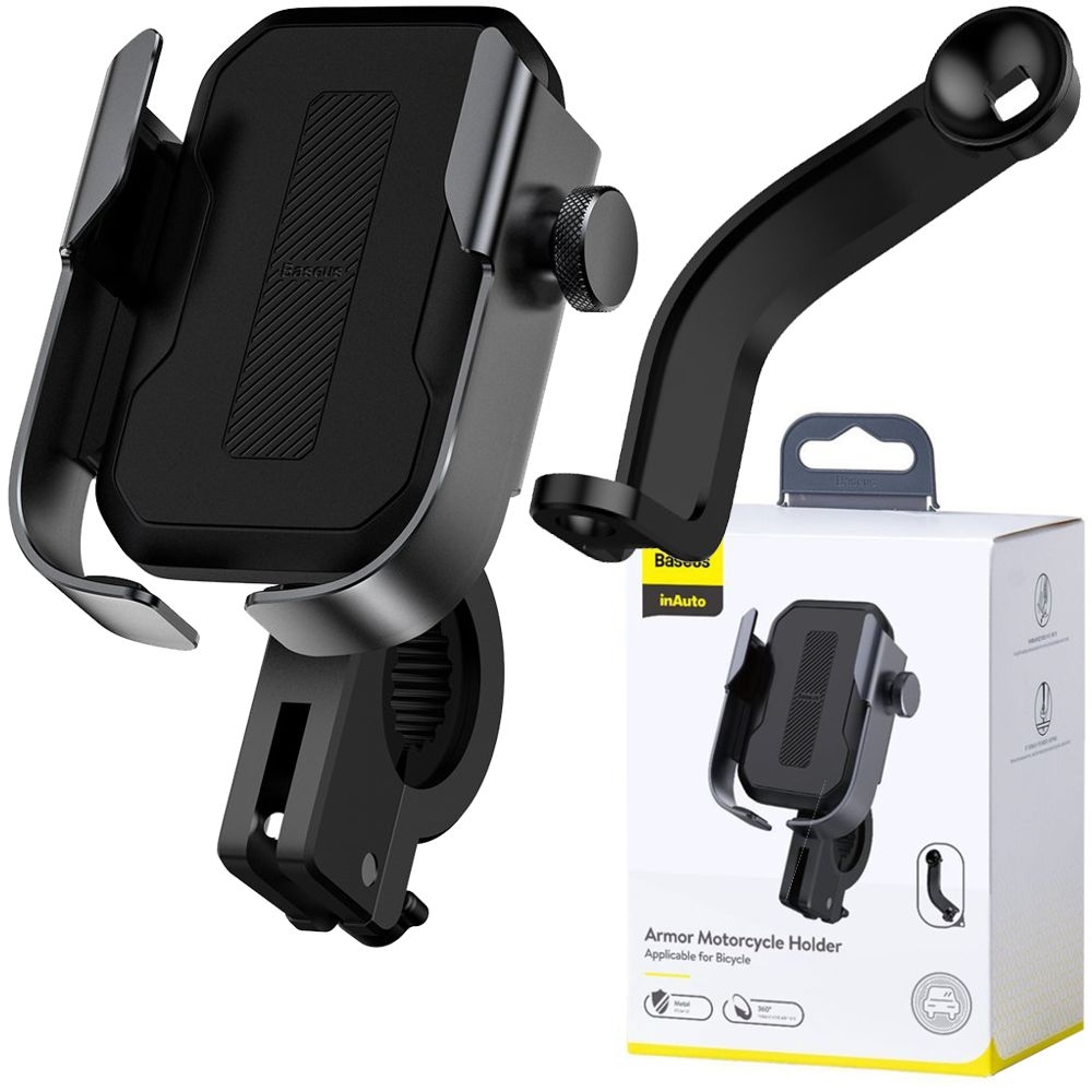 Baseus Armor | Metalowy Uchwyt Rowerowy Motocyklowy | Na Kierownicę i Lusterko