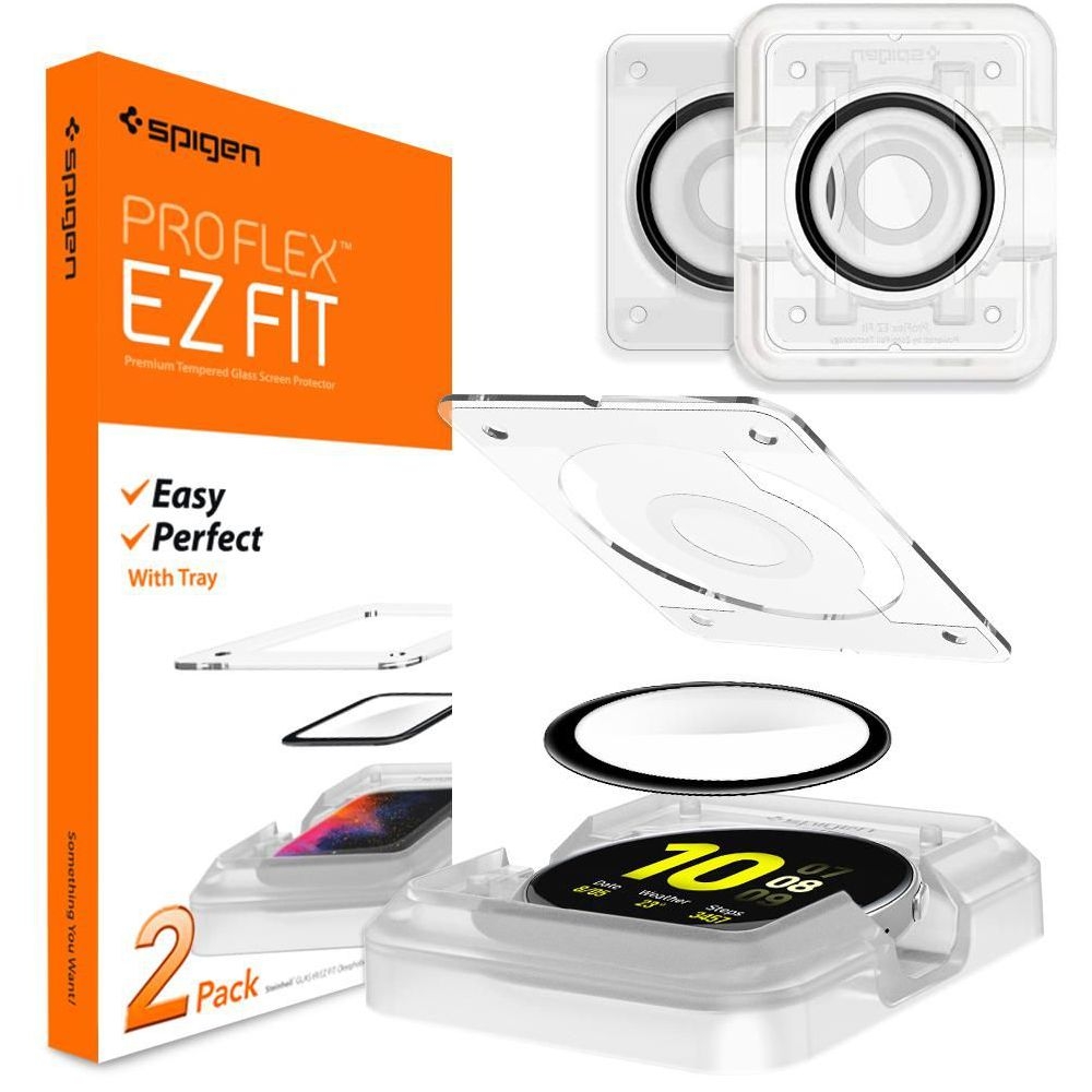 Szkło Hybrydowe SPIGEN ProFlex EZ FIT + Ramka Montażowa | 2 sztuki do Samsung Galaxy Watch Active2 40mm