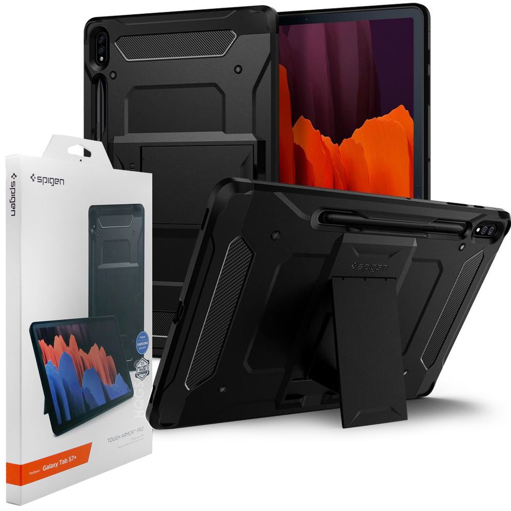 Pancerne Etui SPIGEN Tough Armor PRO | Black do Samsung Galaxy Tab S7+ Plus / S8+ Plus 12.4 T970 / T976B / X800 / X806