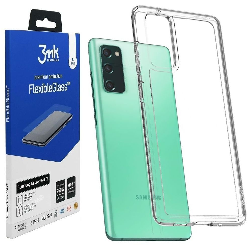 Etui SPIGEN Ultra Hybrid | Crystal Clear + SZKŁO 3mk Flexible Glass do Samsung Galaxy S20 FE / 5G