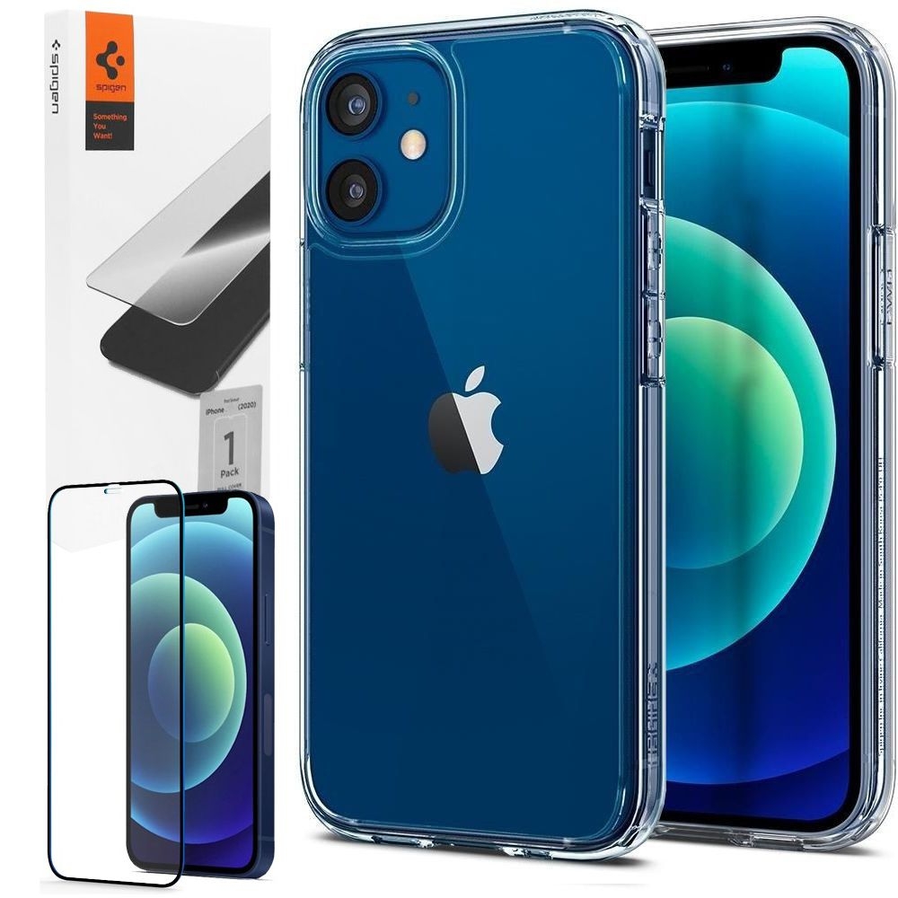Etui SPIGEN Ultra Hybrid | Crystal Clear + SZKŁO GLAS.tR FC do Apple iPhone 12/12 Pro