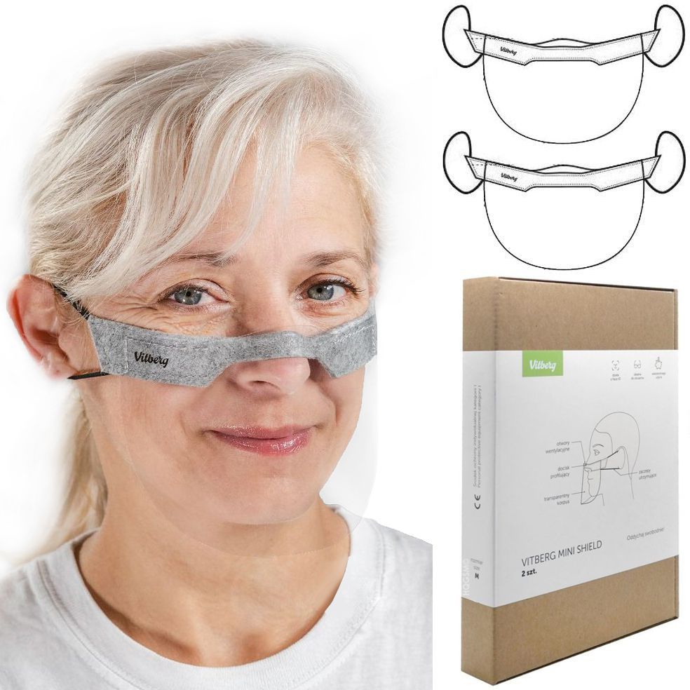 Vitberg Mini Shield | Innowacyjna Mini Przyłbica Półprzyłbica Oddychająca Maska | M | 2szt + Etui