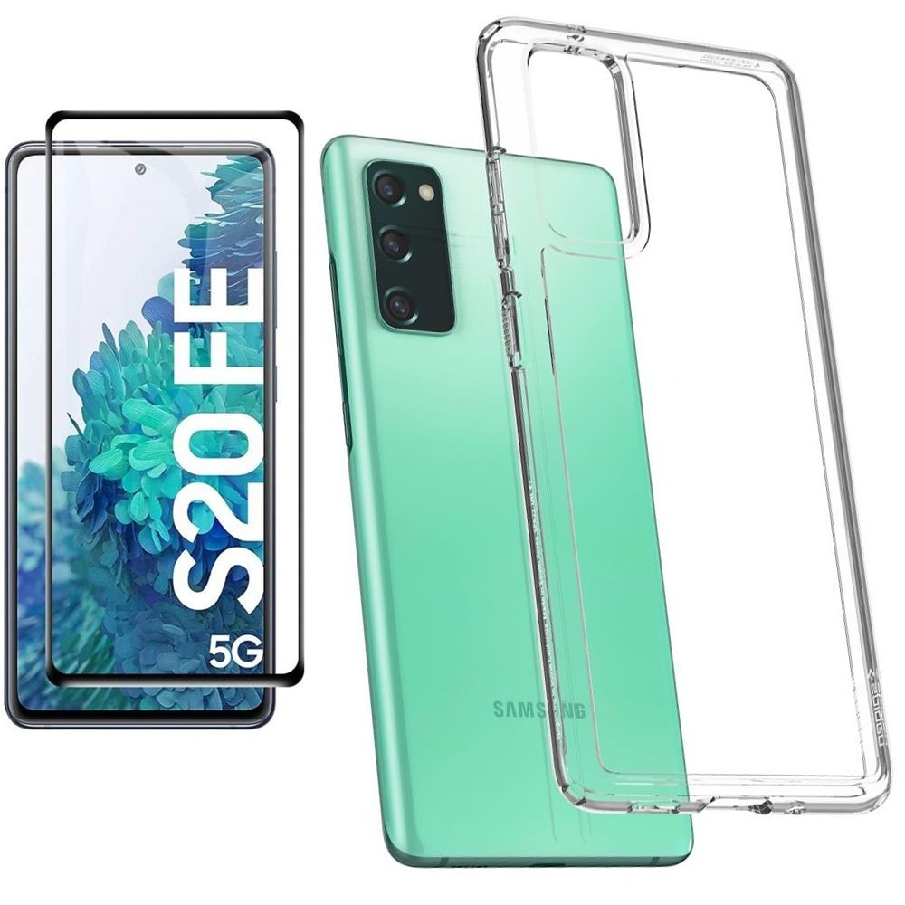 Etui SPIGEN Ultra Hybrid | Crystal Clear + SZKŁO 5D do Samsung Galaxy S20 FE / 5G