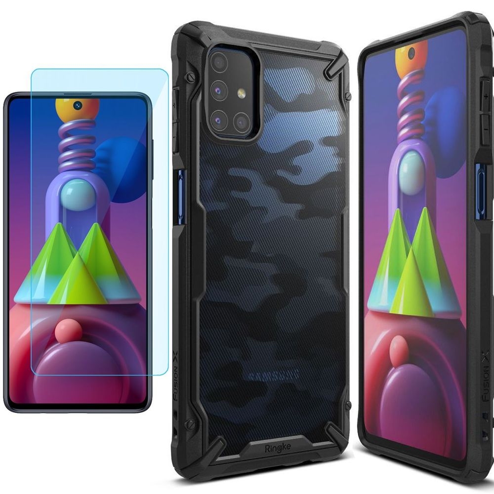 Etui RINGKE Fusion X | Camo Black + SZKŁO do Samsung Galaxy M51