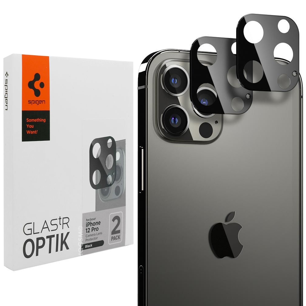 SPIGEN Glas.tR OPTIK | Osłona Szkło Hartowane na Aparat | 2 sztuki do Apple iPhone 12 Pro