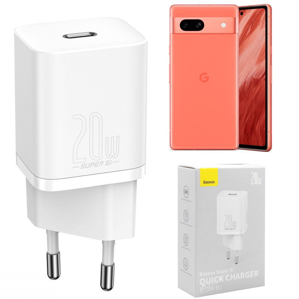 Baseus Super SI | Szybka Ładowarka Sieciowa USB-C 20W | Biała do Google Pixel 7a 6a