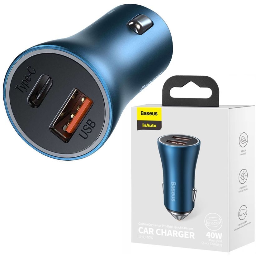 Baseus | Ładowarka Samochodowa USB-C USB 40W QC PD