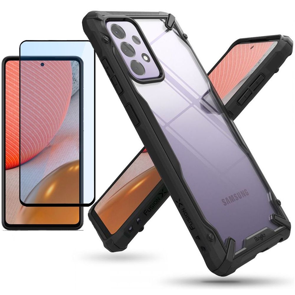 Etui RINGKE Fusion X | Black + SZKŁO 5D do Samsung Galaxy A72