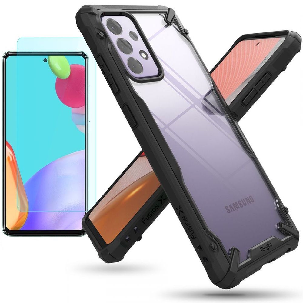 Etui RINGKE Fusion X | Black + SZKŁO do Samsung Galaxy A72