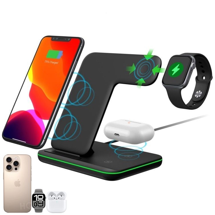 Stacja Smart 3w1 | Indukcyjna Ładowarka Qi 15W | Apple iPhone Watch Airpods