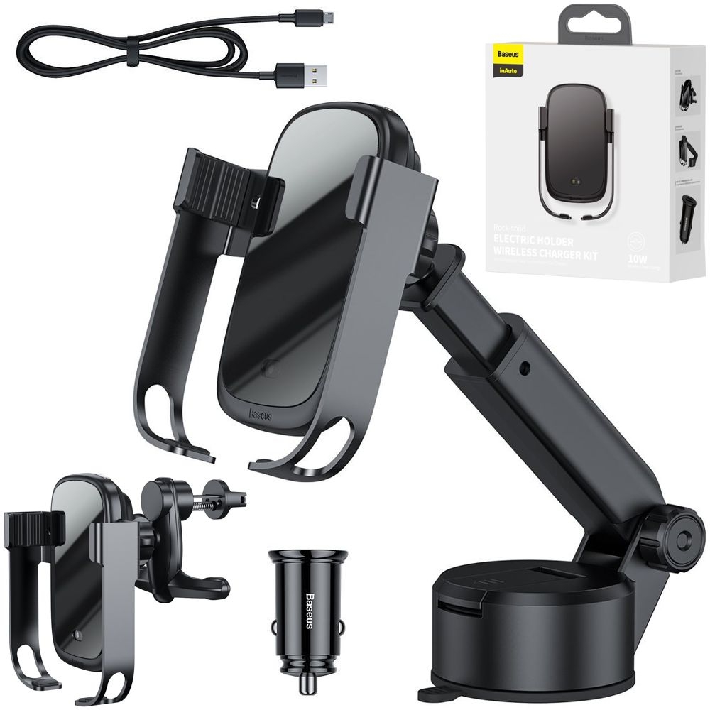 Baseus 5w1 | Automatyczny Uchwyt Indukcyjny do Kratki Szyby Deski 10W | Ładowarka Kabel