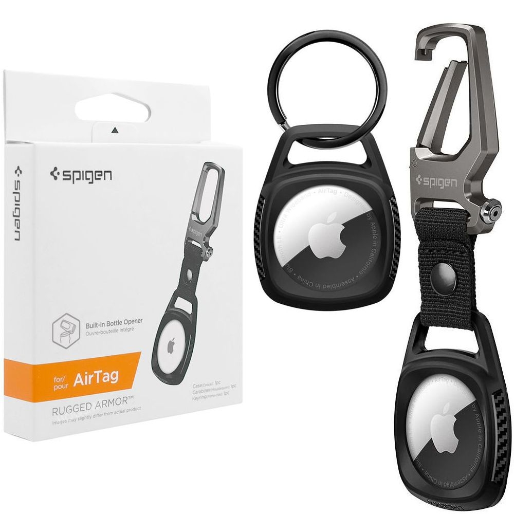 SPIGEN Rugged Armor | Etui Brelok Zawieszka | Black do Apple AirTag