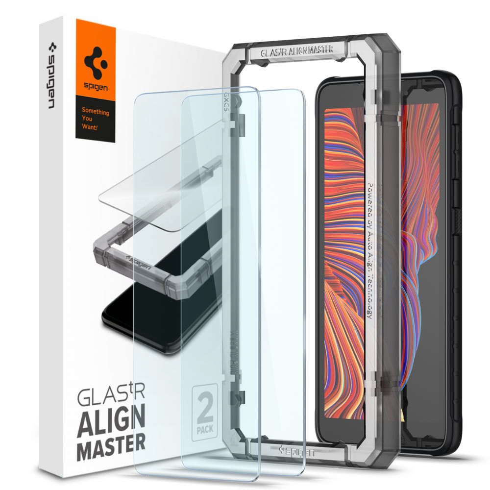 Szkło Hartowane SPIGEN GLAS.tR Align Master | 2szt + Ramka Instalacyjna do Samsung Galaxy XCover 5