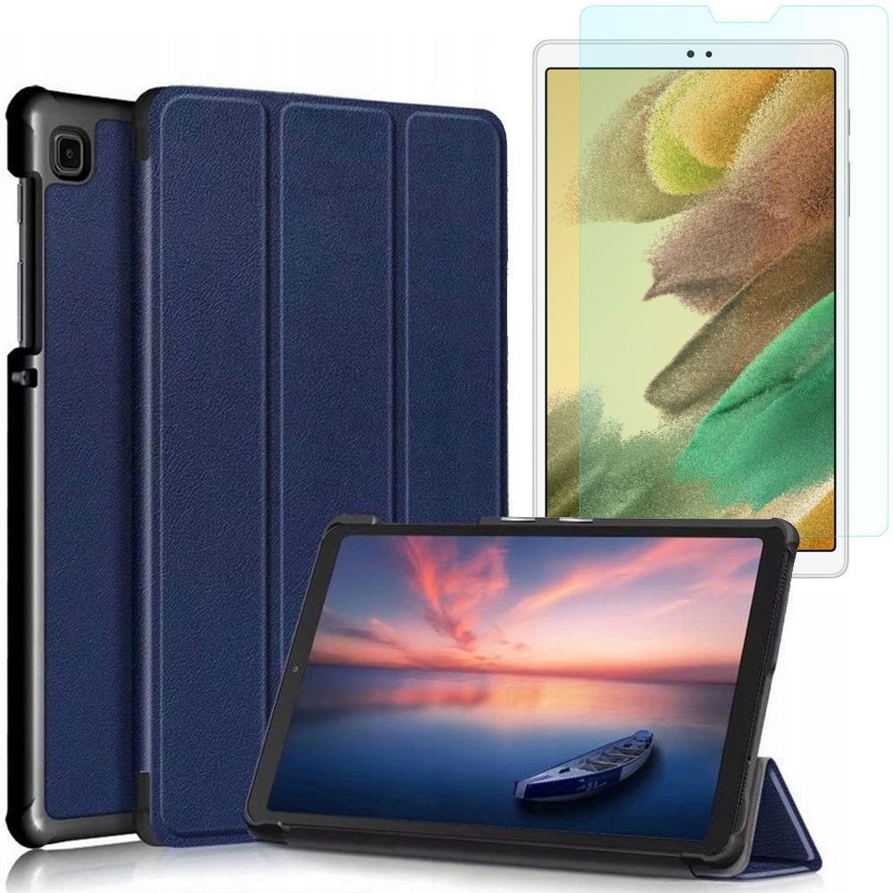 Stojące Etui z Klapką Smart Case | Navy + SZKŁO do Samsung Galaxy Tab A7 Lite 8.7 T220/T225