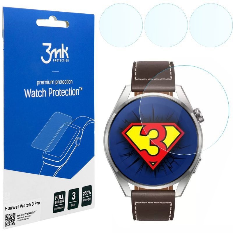 Szkło Hybrydowe 3mk Watch Protection | 3 sztuki do Huawei Watch 3 Pro 48mm