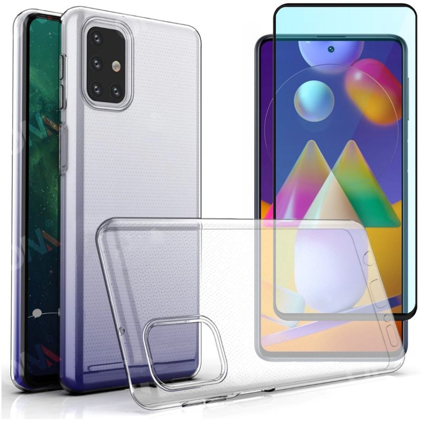 Cienkie Etui Air Case 0.5mm | Bezbarwne + SZKŁO 5D do Samsung Galaxy M31s