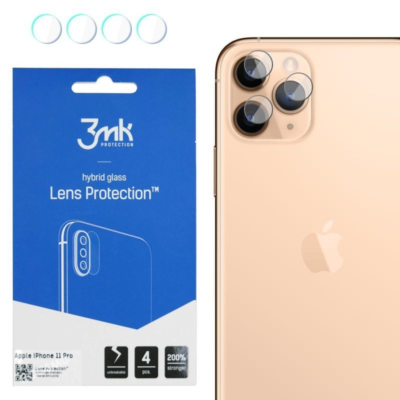 Apple iPhone 11 Pro | Szkło Hybrydowe 3mk Flexible Glass na Obiektyw | 4 komplety