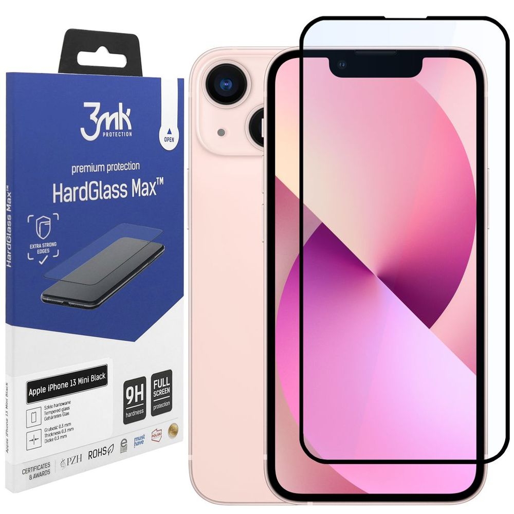 3mk HardGlass Max | Szkło Hartowane Full Cover do Apple iPhone 13 Mini