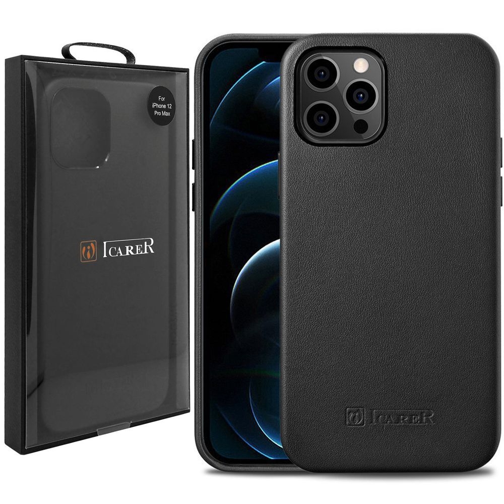 Skórzane Etui iCarer MagSafe Case | Black do Apple iPhone 12 Pro Max