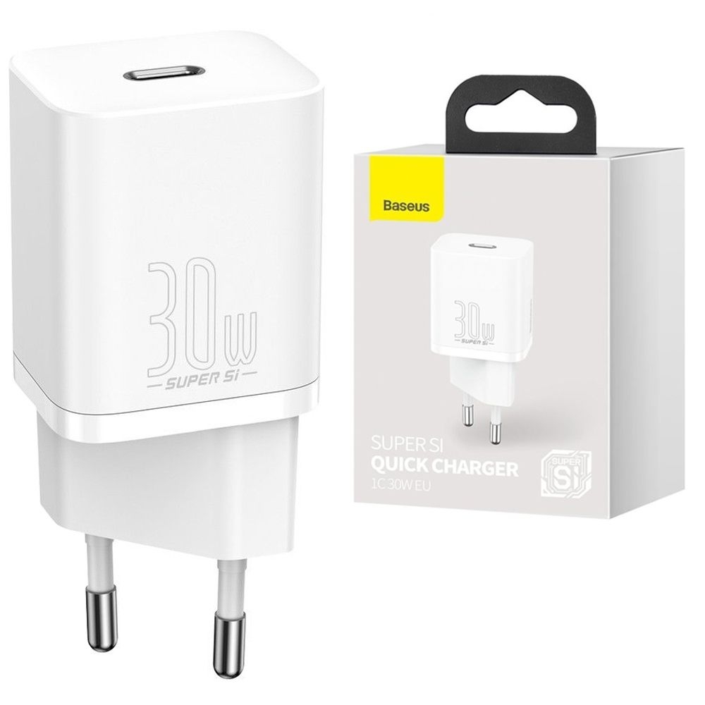 Baseus Super SI | Ładowarka Sieciowa USB-C 30W | Biała
