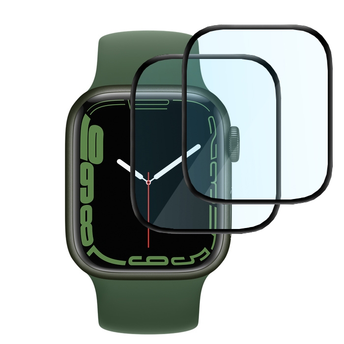 Szkło Hybrydowe | FULL COVER | Czarne | 2 sztuki do Apple Watch 7 45mm