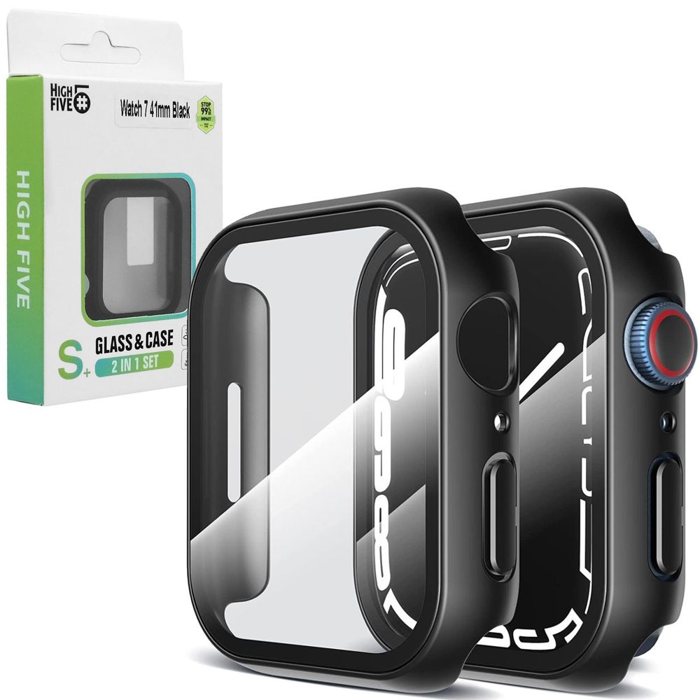 Hi5 Defender 2w1 Etui + Szkło | Ochrona 360° | Black do Apple Watch 7 41mm