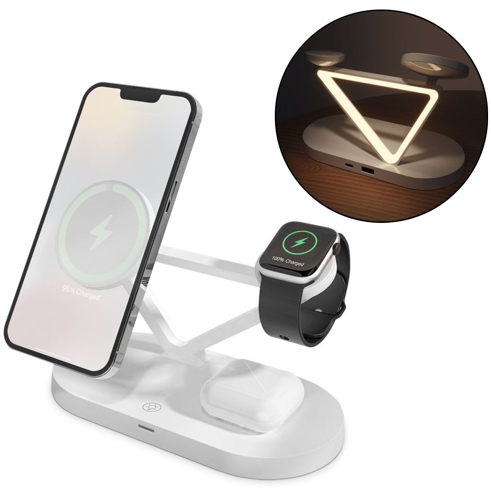 Stacja Smart 4w1 MagSafe | Bezprzewodowa Ładowarka Indukcyjna + Lampka Nocna LED | 15W