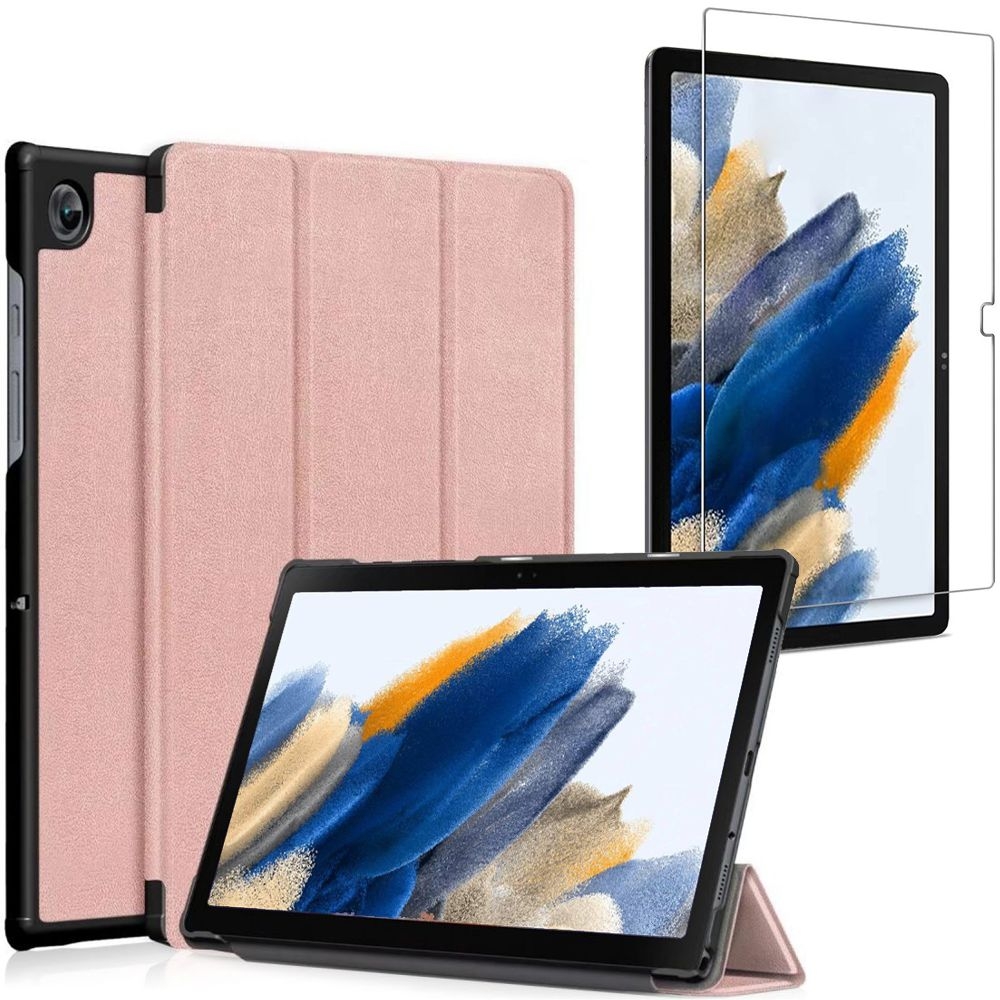 Zamykane Etui Smart Case | Rose Gold + SZKŁO do Samsung Galaxy Tab A8 10.5 X200/X205