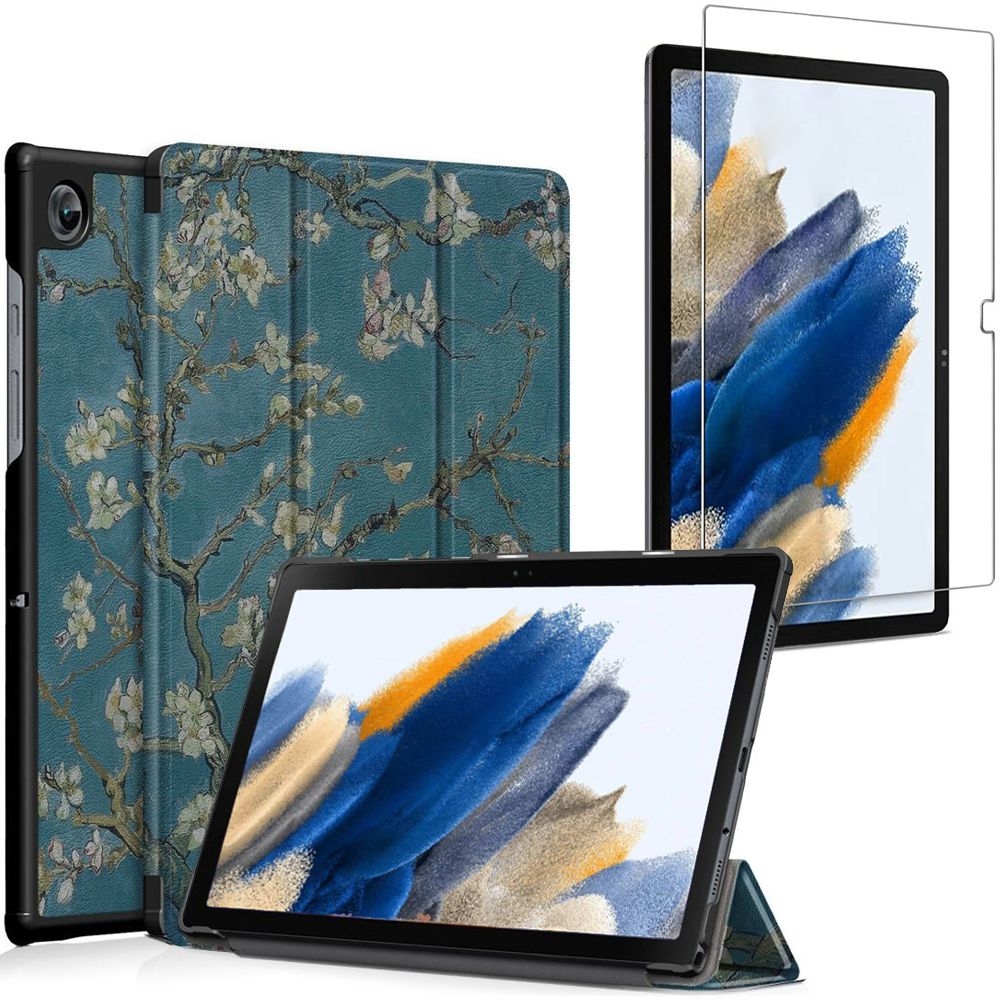 Zamykane Etui Smart Case | Sakura + SZKŁO do Samsung Galaxy Tab A8 10.5 X200/X205